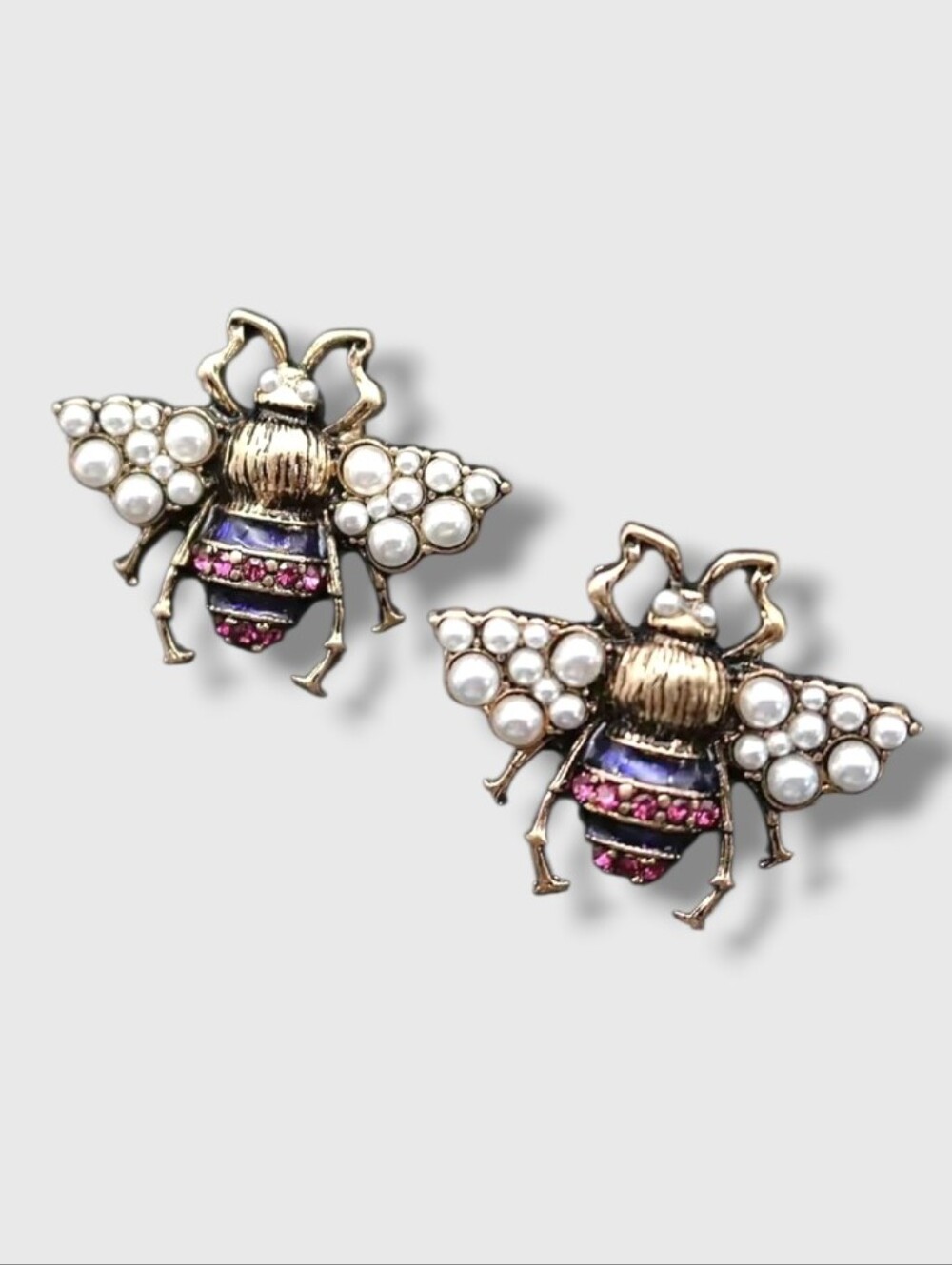New! Queen Bee Pearl Statement Stud Earrings • #1002 NWOT